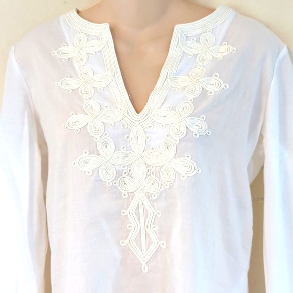 J. Crew White Embroidered Soutache Tunic 2 - Picture 7 of 13